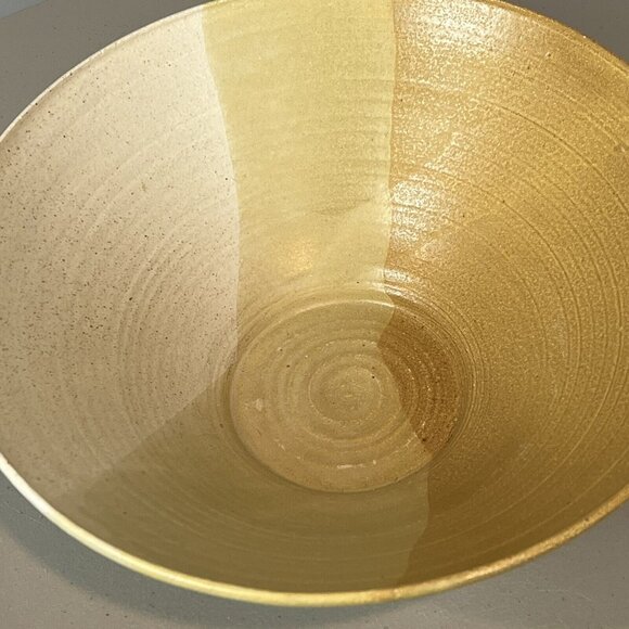 Speckled Brown and Tan Pottery Bowl 11.5" Diameter Rustic Handmade Stamped - Picture 3 of 15